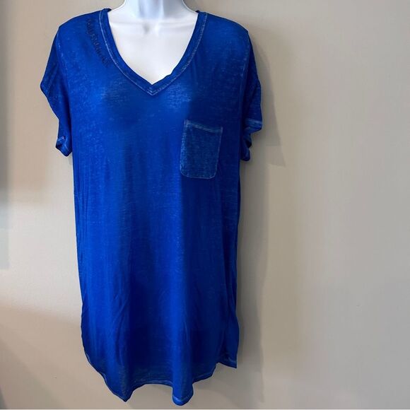 Peace & Pearls Womens Blue V-Neck Short Sleeves Boyfriend T-Shirts Size Large - Picture 1 of 10